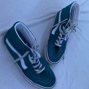 Vans sk8 high tops teal/ white color way